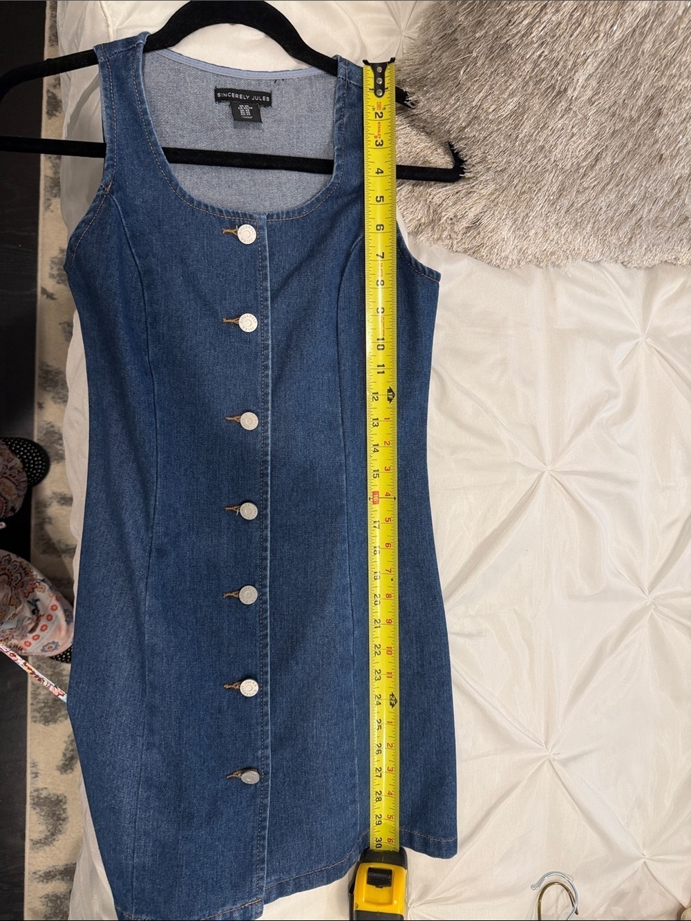 Sincerly Jules Dark Blue Denim Button-Front Mini Dress Size XS - Picture 6 of 7